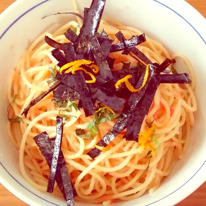 大葉とゆずで☆風味香る和風明太子パスタ♪